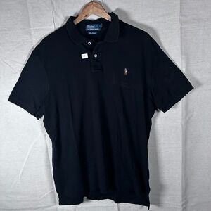 Polo Ralph Lauren Mens XXL Black Pima Interlock Short Sleeve Polo Shirt